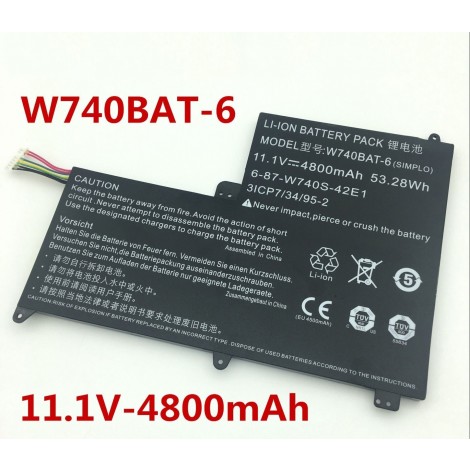 Replacement  W740BAT-6 53.28Wh Battery for Clevo 6-87-W740S-42E S413 W740SU